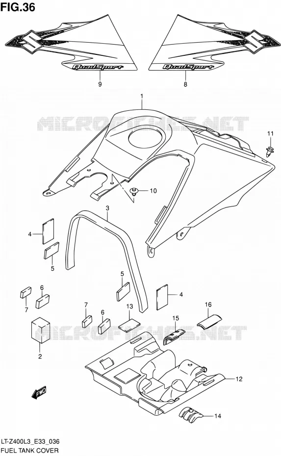 RESERVOIR D'ESSENCE - COUVERCLES Suzuki QUAD 400 QUADSPORT 2013  LT-Z400 L3 (E33)