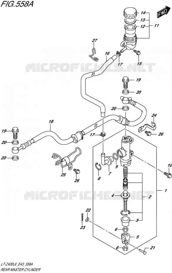 MAITRE CYLINDRE ARRIERE Suzuki QUAD 400 QUADSPORT 2016  LT-Z400 L6 (E43)