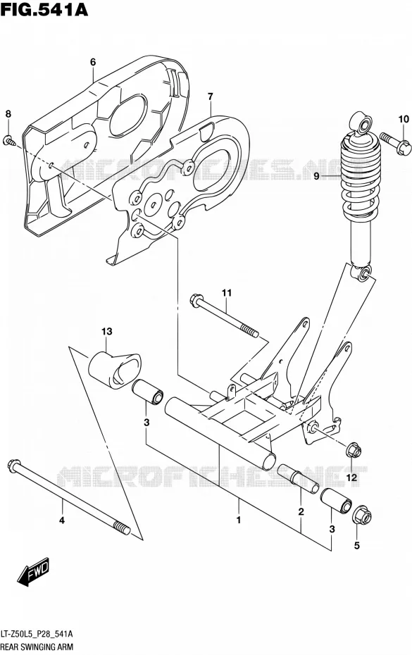 BRAS OSCILLANT ARRIERE Suzuki QUAD 50 QUADSPORT 2015  LT-Z50 L5 (P03,P28,P33)