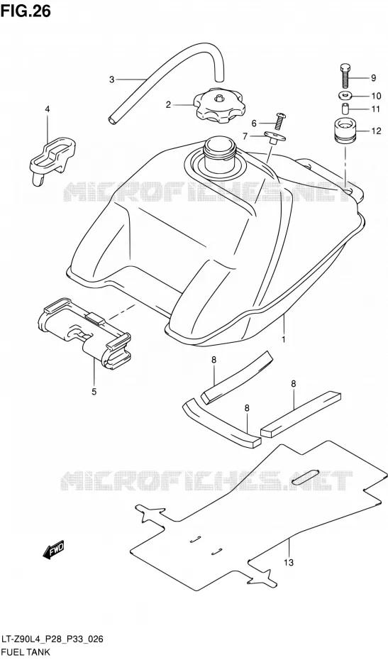 RESERVOIR D'ESSENCE Suzuki QUAD 90 QUADSPORT 2014  LT-Z90 L4 (P03,P28,P33)