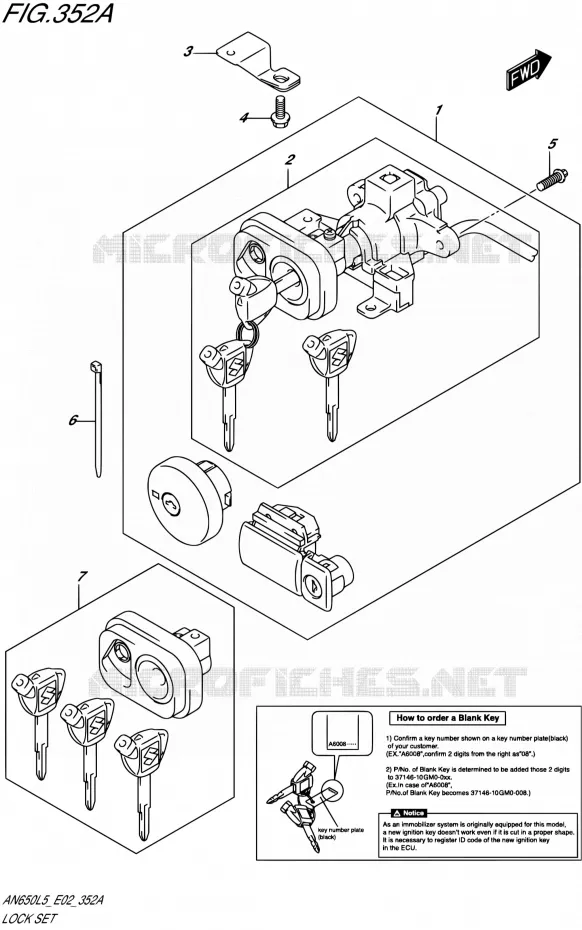 KIT SERRURE Suzuki SCOOTER 650 BURGMAN 2015  AN650Z L5 (E02)