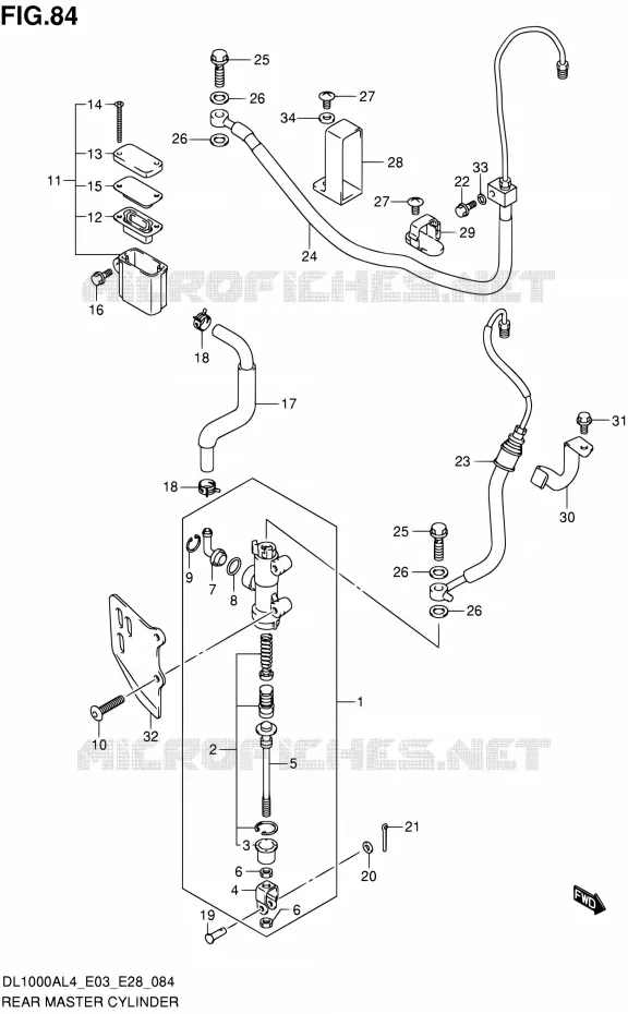 MAITRE CYLINDRE ARRIERE Suzuki MOTO 1000 V-STROM 2014  DL1000A L4 (E03,E28,E33)