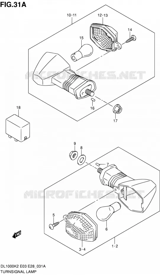 CLIGNOTANTS (MODELE K4/K5/K6) Suzuki MOTO 1000 V-STROM 2003  DL1000 K3 (E03,E28,E33)