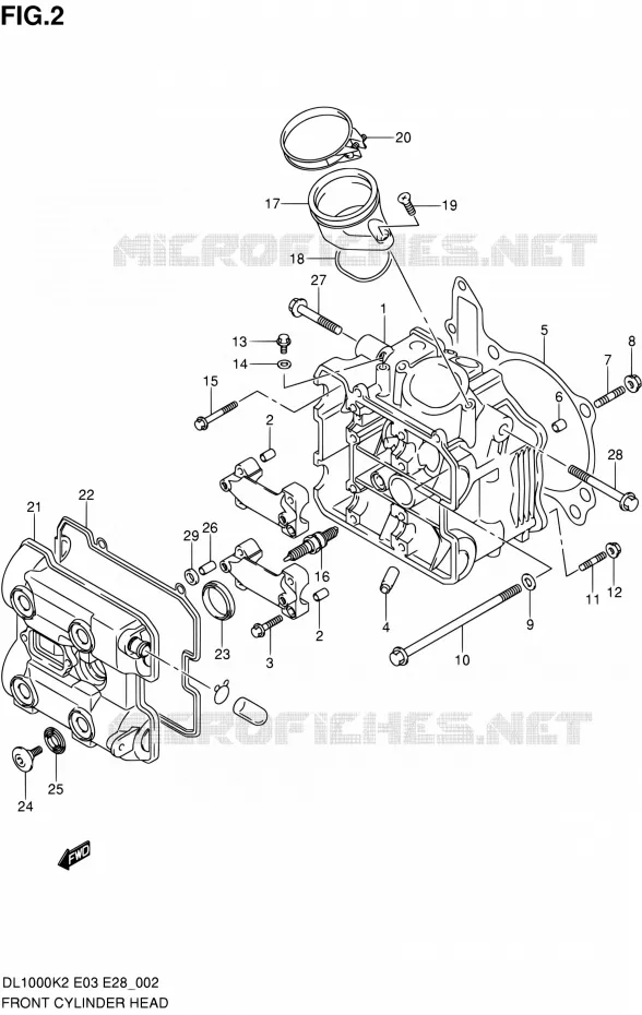 CULASSE AVANT Suzuki MOTO 1000 V-STROM 2003  DL1000 K3 (E03,E28,E33)