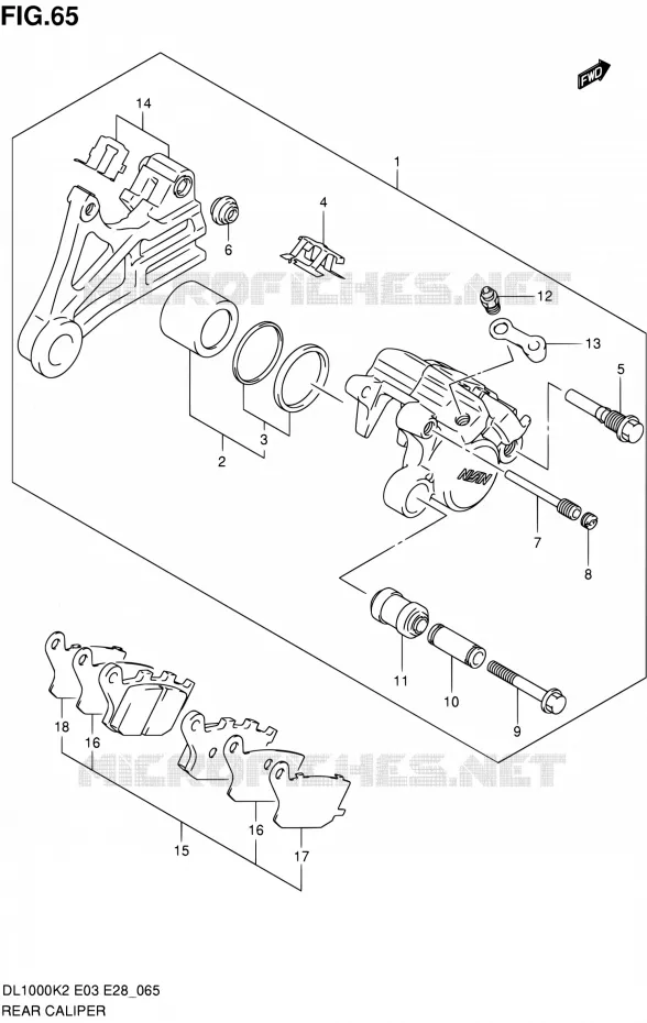ETRIER DE FREIN ARRIERE Suzuki MOTO 1000 V-STROM 2003  DL1000 K3 (E03,E28,E33)
