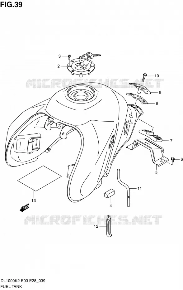 RESERVOIR D'ESSENCE Suzuki MOTO 1000 V-STROM 2003  DL1000 K3 (E03,E28,E33)