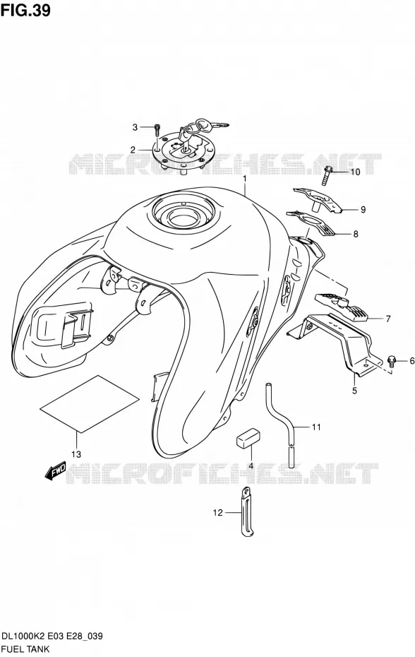 RESERVOIR D'ESSENCE Suzuki MOTO 1000 V-STROM 2003  DL1000 K3 (E03,E28,E33)