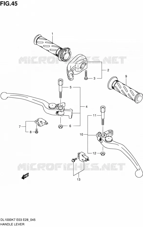 ENSEMBLE LEVIERS - POIGNEES Suzuki MOTO 1000 V-STROM 2010  DL1000 L0 (E03,E28,E33)