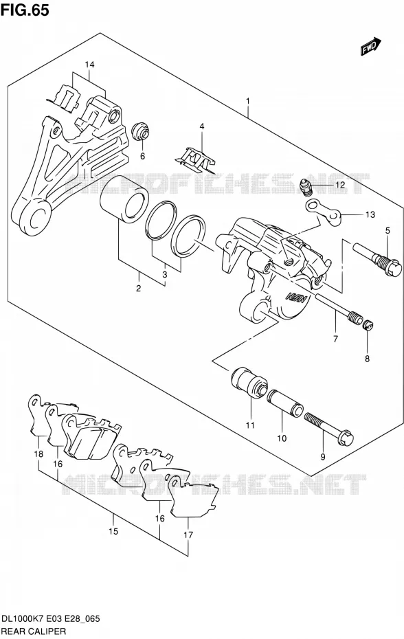 ETRIER DE FREIN ARRIERE Suzuki MOTO 1000 V-STROM 2010  DL1000 L0 (E03,E28,E33)