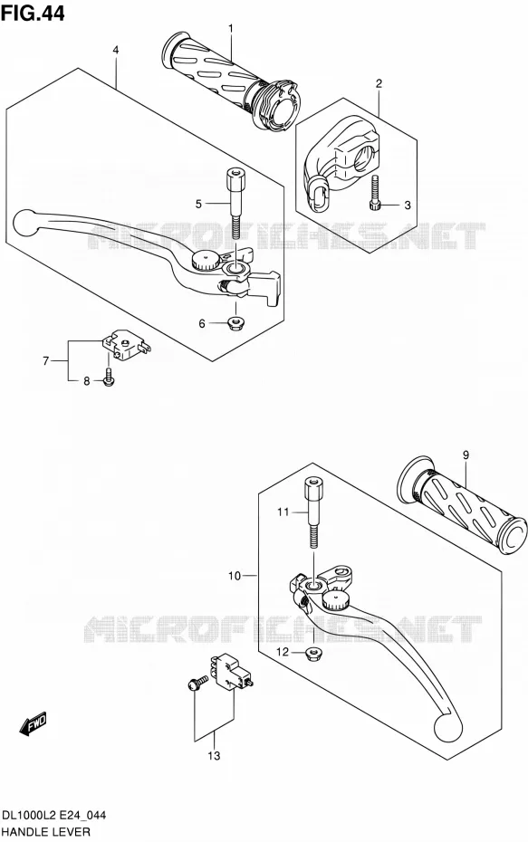 ENSEMBLE LEVIERS - POIGNEES Suzuki MOTO 1000 V-STROM 2012  DL1000 L2 (E24)