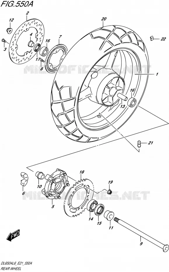 ROUE ARRIERE (DL650AL6 E21) Suzuki MOTO 650 V-STROM 2016  DL650AUE L6 (E21)
