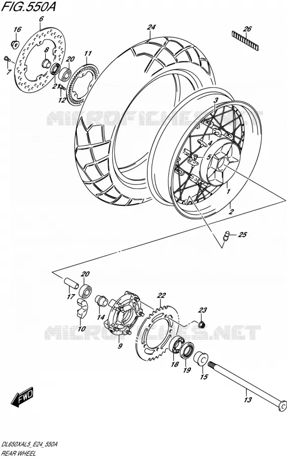 ROUE ARRIERE Suzuki MOTO 650 V-STROM 2015  DL650XAUE L5 (E24)