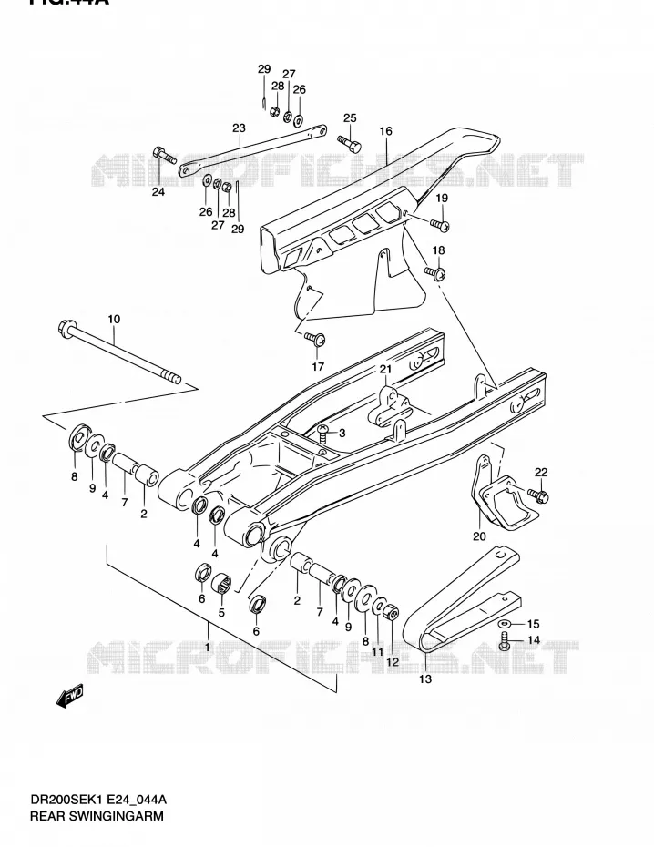 BRAS OSCILLANT ARRIERE (MODEL K2/K3/K4/K5 E06,E24) Suzuki MOTO 200 DR 2003  DR200SE K3 (E06,E24)