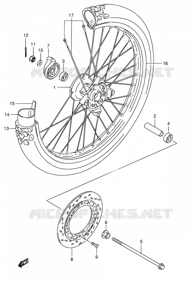 ROUE AVANT (MODEL K2 P09) Suzuki MOTO 200 DR 2003  DR200SE K3 (E06,E24)