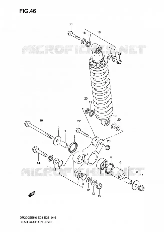 BIELLETTE D'AMORTISSEUR Suzuki MOTO 200 DR 2010  DR200SE L0 (E03,E28,E33)