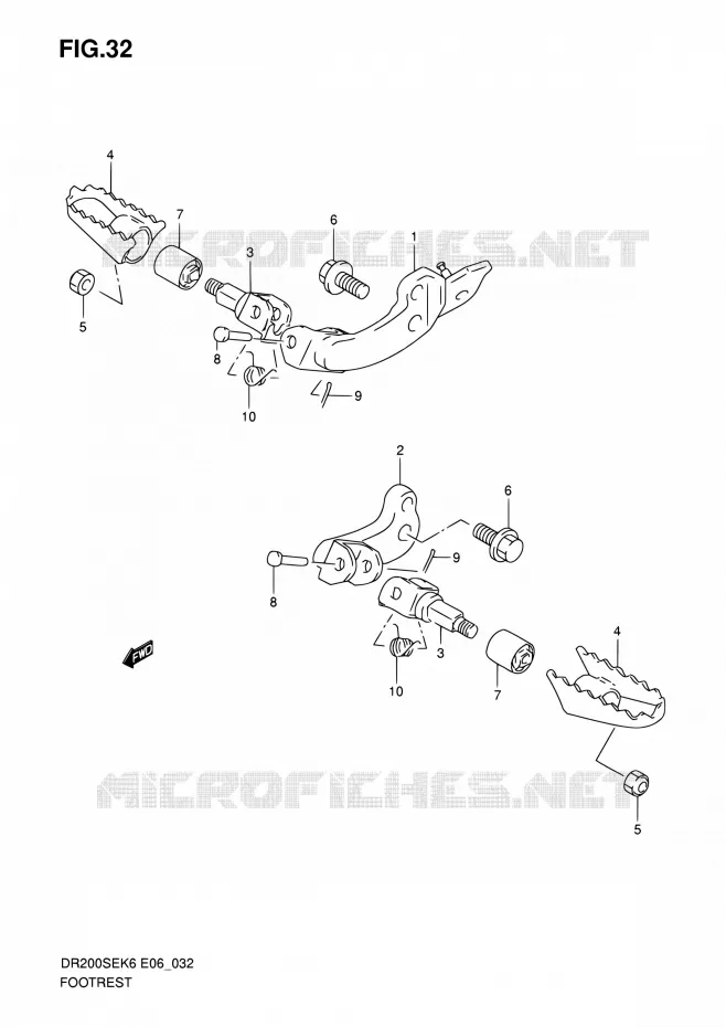 REPOSE PIED (E24) Suzuki MOTO 200 DR 2010  DR200SE L0 (E06,E24)