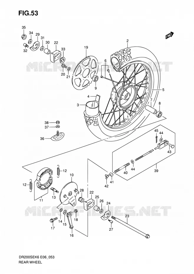 ROUE ARRIERE Suzuki MOTO 200 DR 2010  DR200SE L0 (E06,E24)