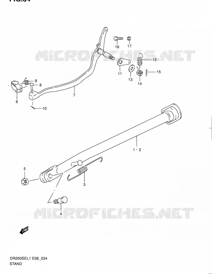 BEQUILLE (DR200SEL1 E24) Suzuki MOTO 200 DR 2011  DR200SE L1 (E06,E24)