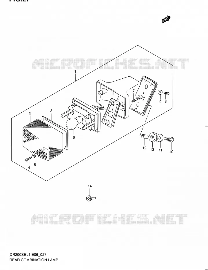 ENSEMBLE FEU ARRIERE (DR200SEL1 E24) Suzuki MOTO 200 DR 2011  DR200SE L1 (E06,E24)