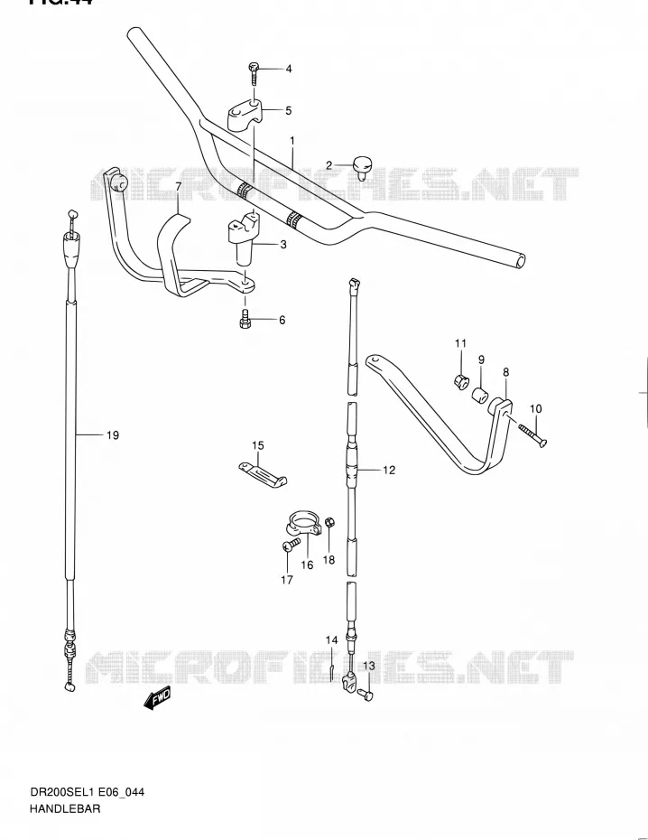GUIDON (DR200SEL1 E24) Suzuki MOTO 200 DR 2011  DR200SE L1 (E06,E24)