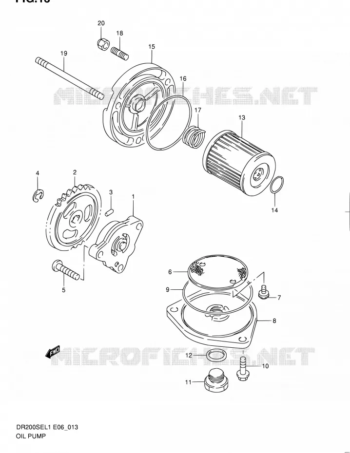 POMPE A HUILE Suzuki MOTO 200 DR 2011  DR200SE L1 (E06,E24)