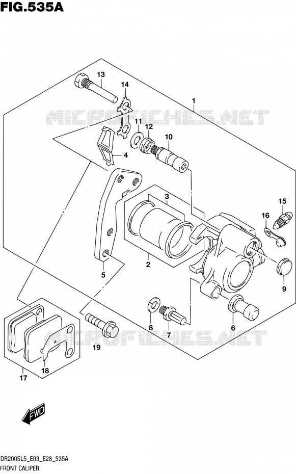ETRIER DE FREIN AVANT Suzuki MOTO 200 DR 2015  DR200S L5 (E03,E28,E33)