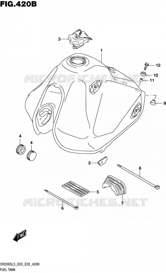 RESERVOIR D'ESSENCE (DR200SL5 E28) Suzuki MOTO 200 DR 2015  DR200S L5 (E03,E28,E33)