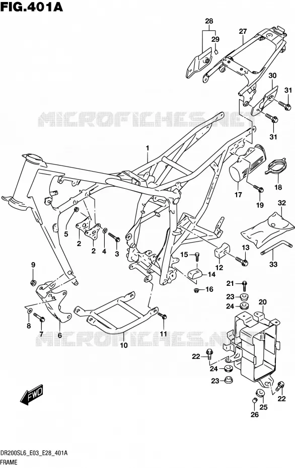 CADRE (DR200SL6 E03) Suzuki MOTO 200 DR 2016  DR200S L6 (E03,E28,E33)