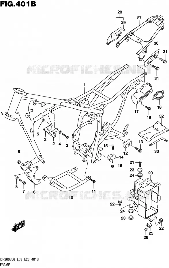 CADRE (DR200SL6 E28) Suzuki MOTO 200 DR 2016  DR200S L6 (E03,E28,E33)