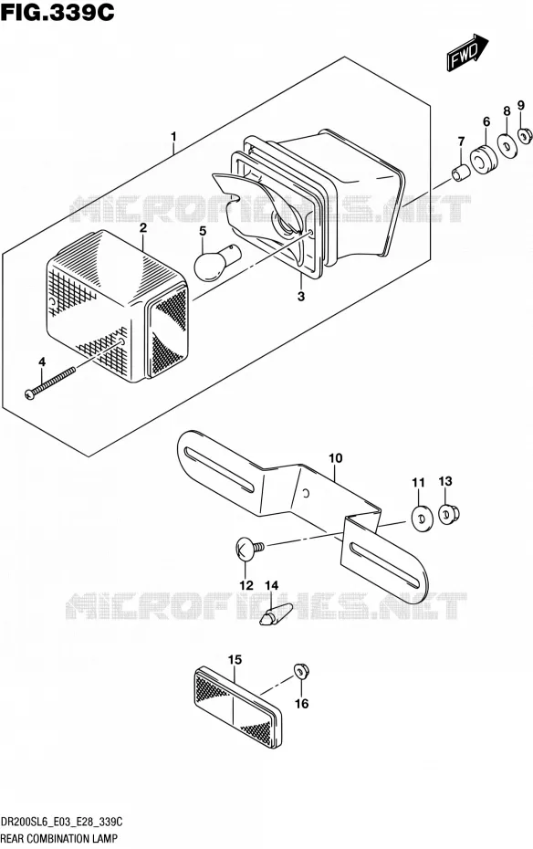 ENSEMBLE FEU ARRIERE (DR200SL6 E33) Suzuki MOTO 200 DR 2016  DR200S L6 (E03,E28,E33)