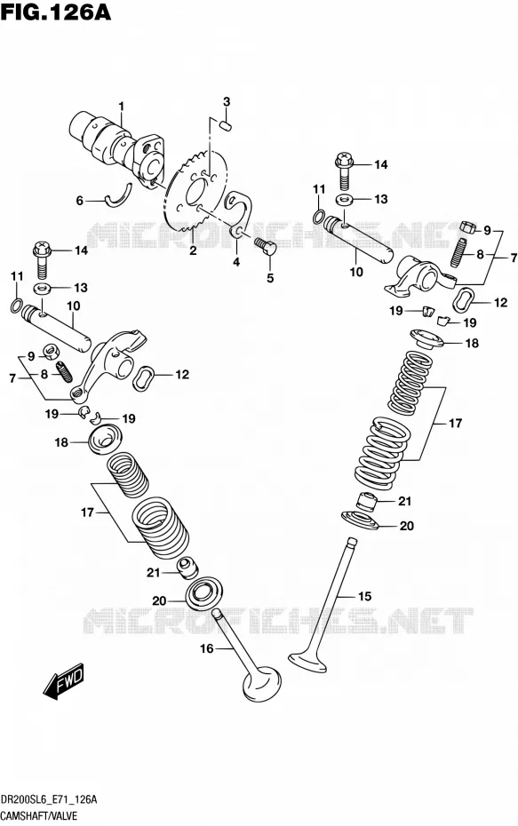 ARBRE A CAMES - VALVE Suzuki MOTO 200 DR 2016  DR200S L6 (E71)