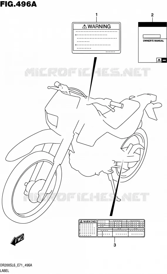ETIQUETTE Suzuki MOTO 200 DR 2016  DR200S L6 (E71)