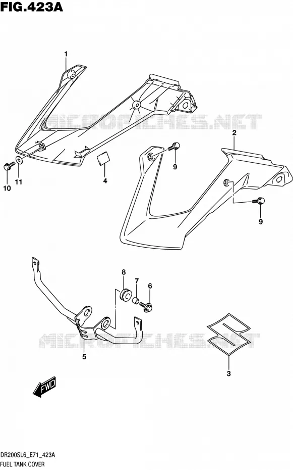 RESERVOIR D'ESSENCE - COUVERCLES Suzuki MOTO 200 DR 2016  DR200S L6 (E71)