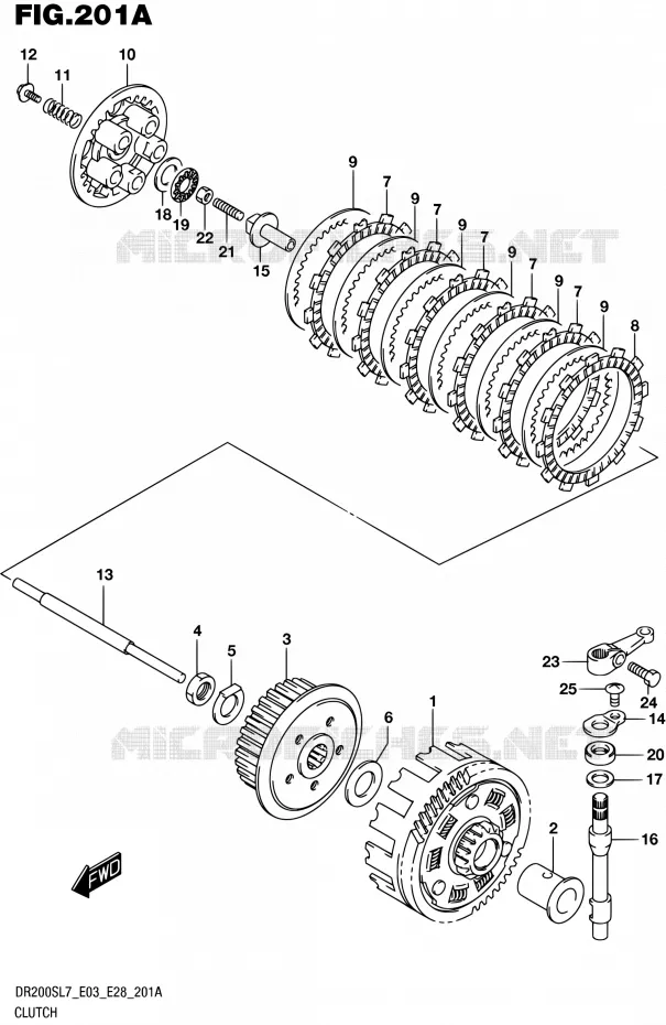 EMBRAYAGE Suzuki MOTO 200 DR 2017  DR200S L7 (E03,E28,E33)