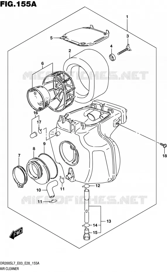 FILTRE A AIR Suzuki MOTO 200 DR 2017  DR200S L7 (E03,E28,E33)