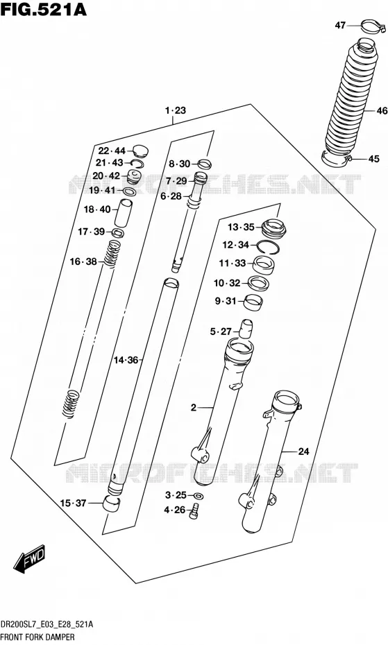 FOURCHE Suzuki MOTO 200 DR 2017  DR200S L7 (E03,E28,E33)