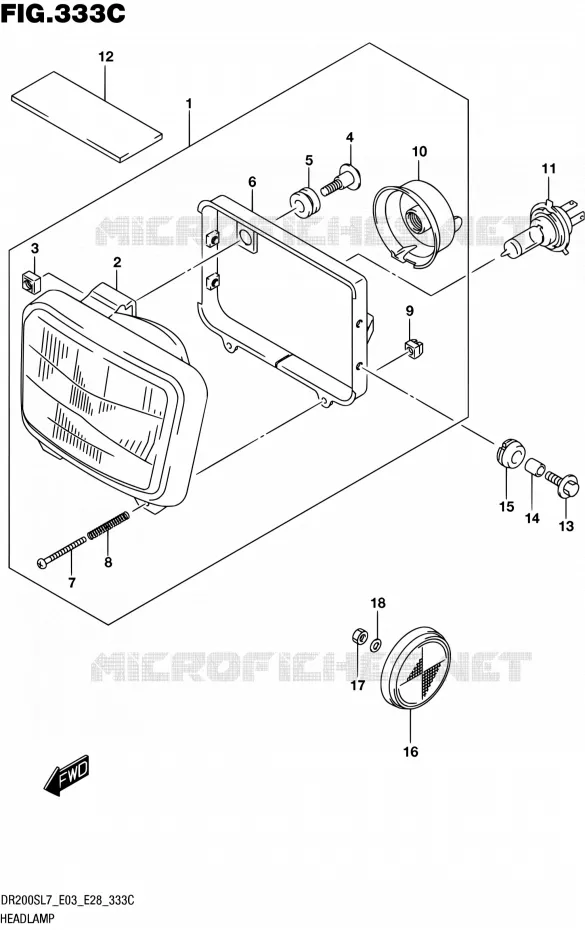 PHARE (DR200SL7 E33) Suzuki MOTO 200 DR 2017  DR200S L7 (E03,E28,E33)