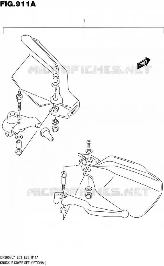 PROTEGES MAINS (OPTIONAL) Suzuki MOTO 200 DR 2017  DR200S L7 (E03,E28,E33)