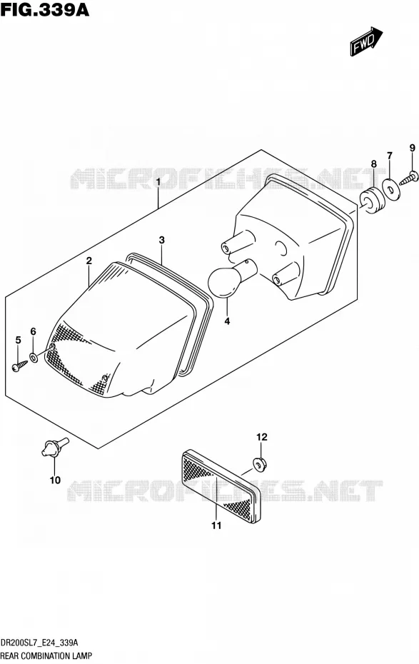 ENSEMBLE FEU ARRIERE Suzuki MOTO 200 DR 2017  DR200S L7 (E24)