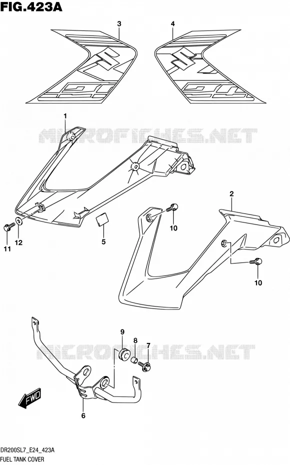 RESERVOIR D'ESSENCE - COUVERCLES (019) Suzuki MOTO 200 DR 2017  DR200S L7 (E24)
