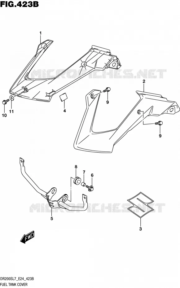 RESERVOIR D'ESSENCE - COUVERCLES (GY8) Suzuki MOTO 200 DR 2017  DR200S L7 (E24)