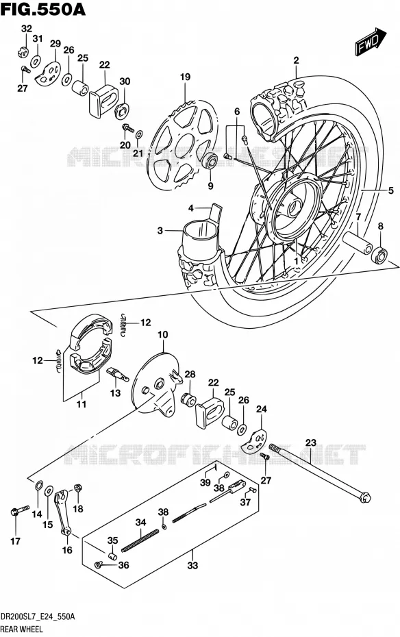 ROUE ARRIERE Suzuki MOTO 200 DR 2017  DR200S L7 (E24)