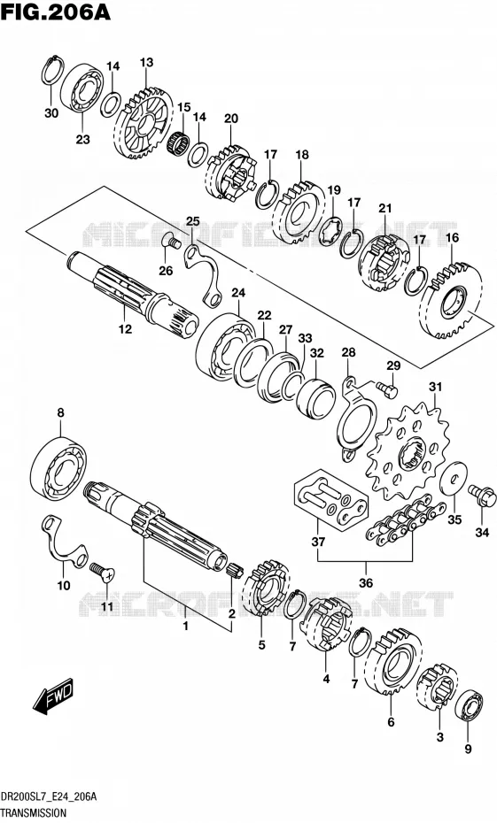 TRANSMISSION Suzuki MOTO 200 DR 2017  DR200S L7 (E24)