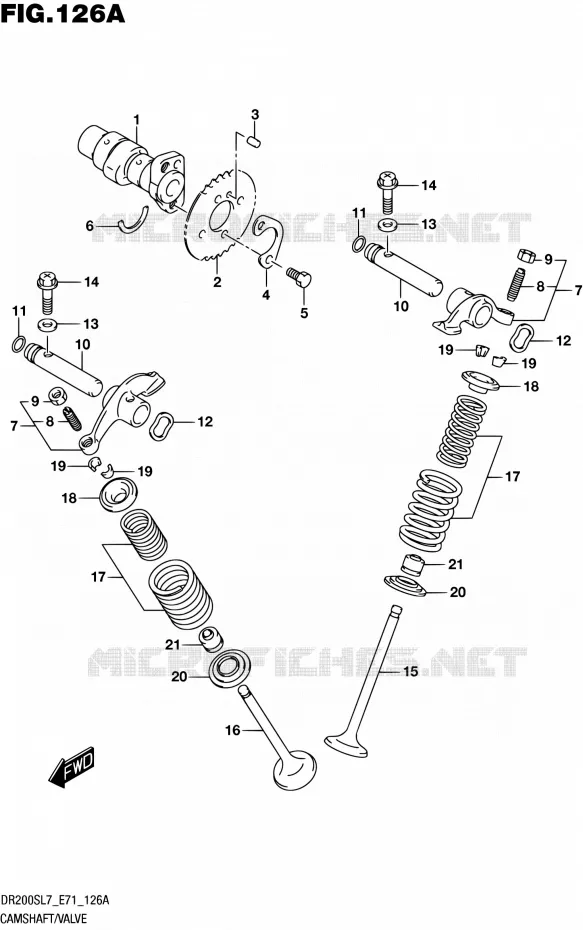 ARBRE A CAMES - VALVE Suzuki MOTO 200 DR 2017  DR200S L7 (E71)