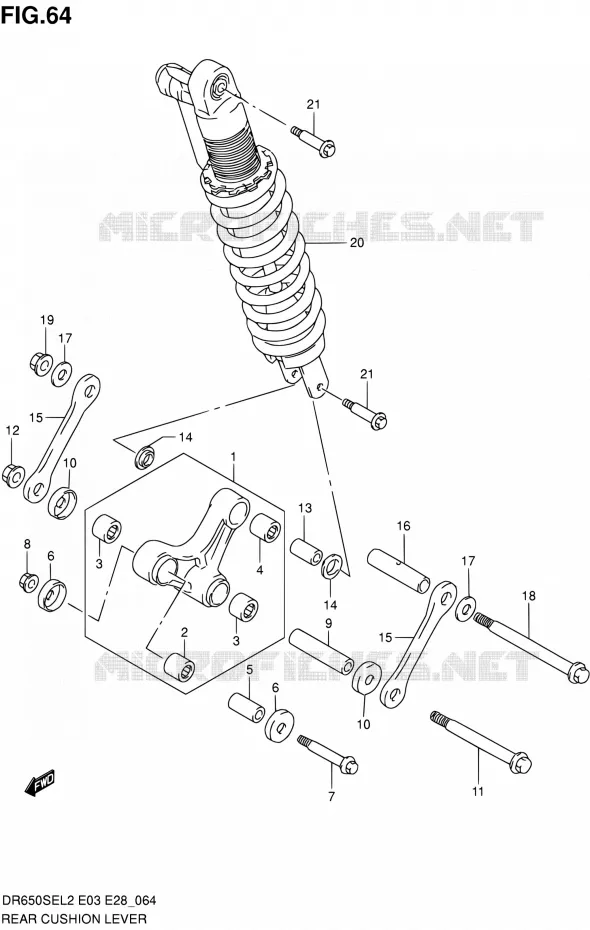 BIELLETTE D'AMORTISSEUR (DR650SEL2 E28) Suzuki MOTO 650 DR 2012  DR650SE L2 (E03,E28,E33)