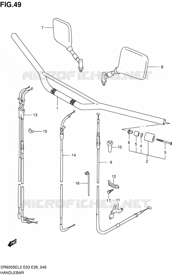 GUIDON Suzuki MOTO 650 DR 2012  DR650SE L2 (E03,E28,E33)