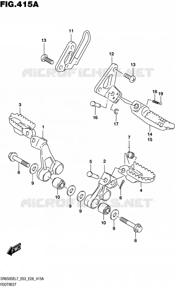 REPOSE PIED Suzuki MOTO 650 DR 2017  DR650SE L7 (E03,E28,E33)
