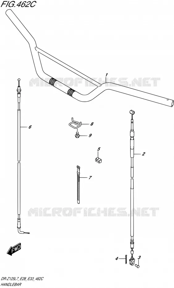 GUIDON (DR-Z125L E33) Suzuki MOTO 125 DR-Z 2017  DR-Z125 L7 (E28,E33)
