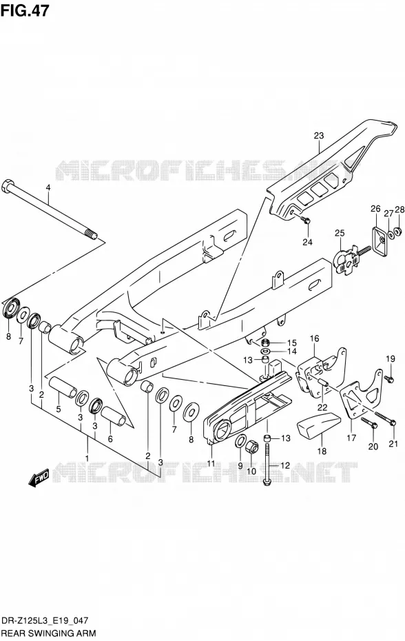 BRAS OSCILLANT ARRIERE (DR-Z125LL3_E19) Suzuki MOTO 125 DR-Z 2013  DR-Z125L L3 (E19)