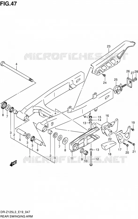 BRAS OSCILLANT ARRIERE (DR-Z125LL3_E19) Suzuki MOTO 125 DR-Z 2013  DR-Z125L L3 (E19)